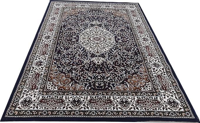 Handmade Silk Carpet - Navy Blue