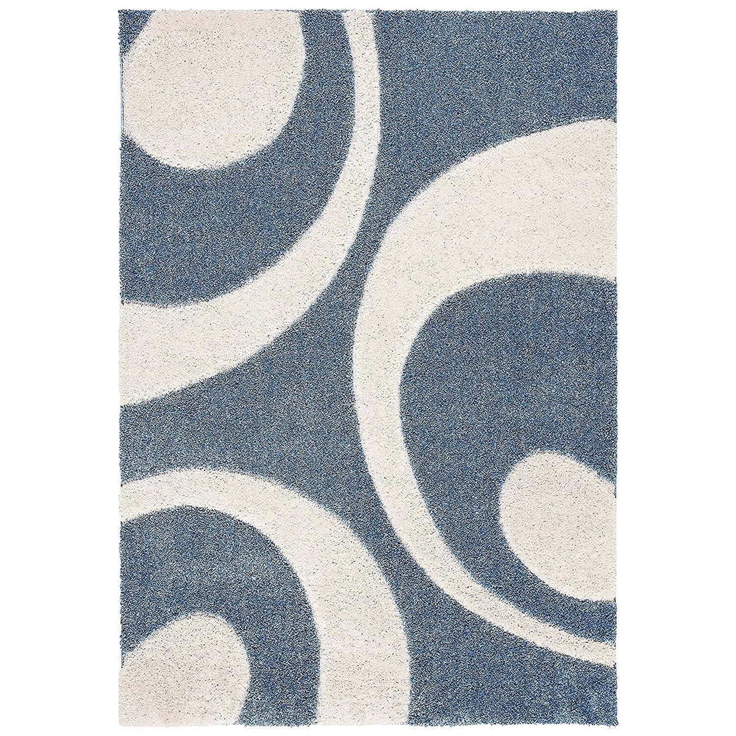 Modern Shaggy Carpet (Colour- Teal Blue & Cream)