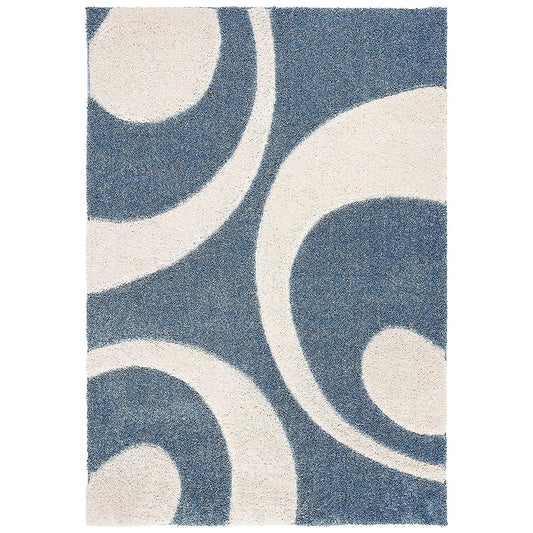 Modern Shaggy Carpet (Colour- Teal Blue & Cream)