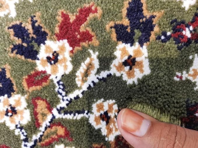 Handmade Silk Carpet - Olive Green
