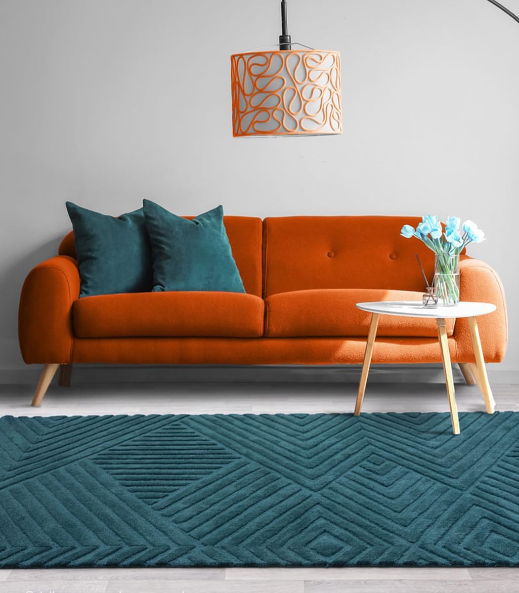 Hand Tufted - Teal Triangle