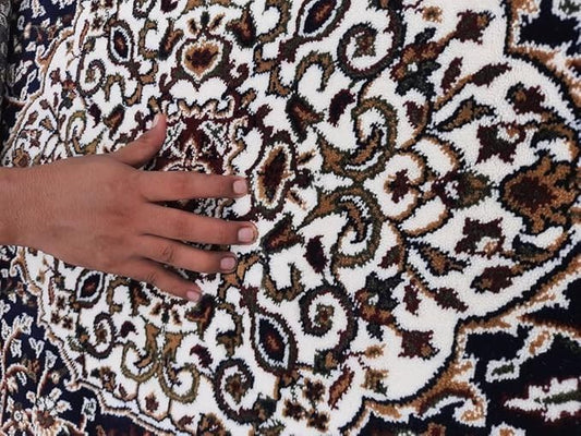 Handmade Silk Carpet - Navy Blue