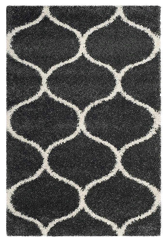 Modern Shaggy Carpet (Colour- Dark Grey & Off White)