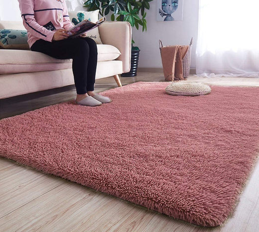 Modern Shaggy Carpet  (Colour- Pink)
