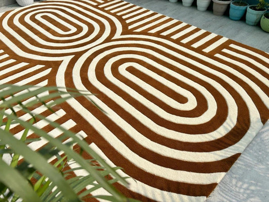 Hand Tufted - Ivory & Gold Brown