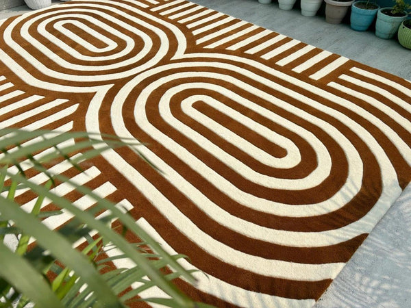 Hand Tufted - Ivory & Gold Brown