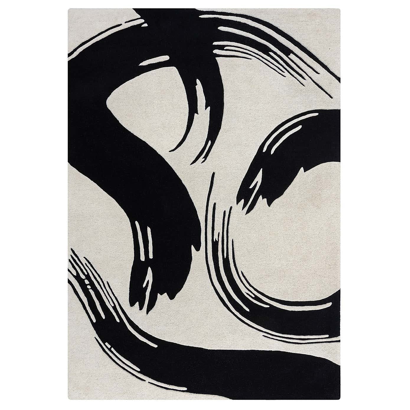 Hand Tufted - White & Black Wave