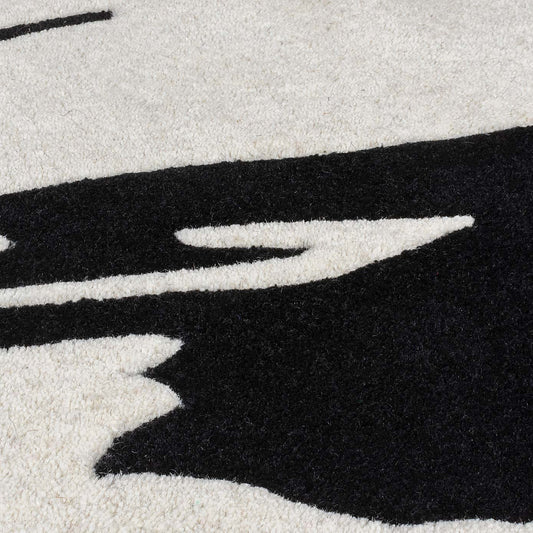 Hand Tufted - White & Black Wave