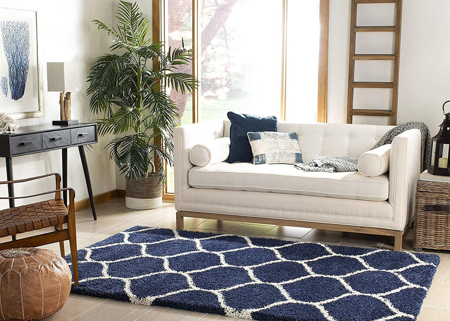 Modern Shaggy Carpet (Colour- Navy Blue)
