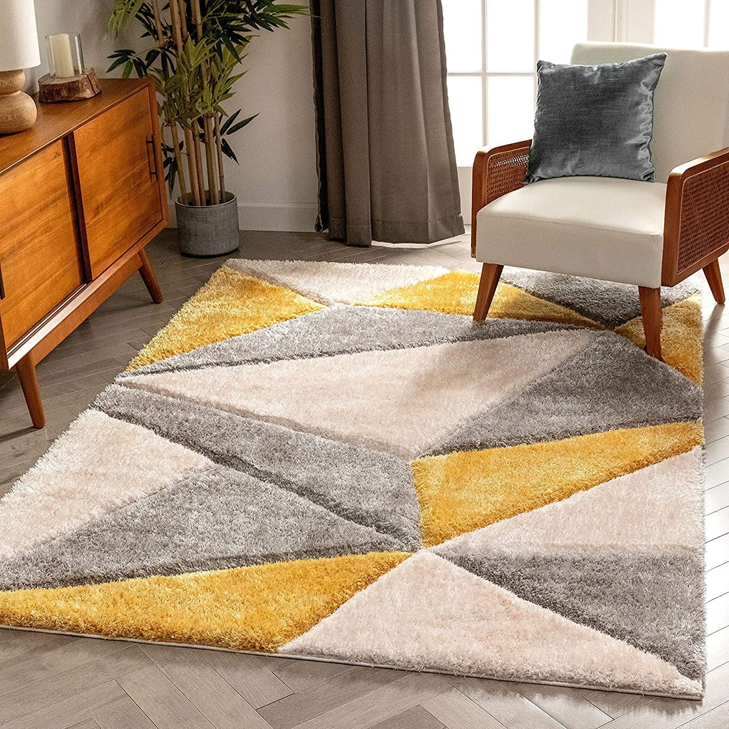Modern Shaggy Carpet (Colour- Mush Ivo Grey Cross)