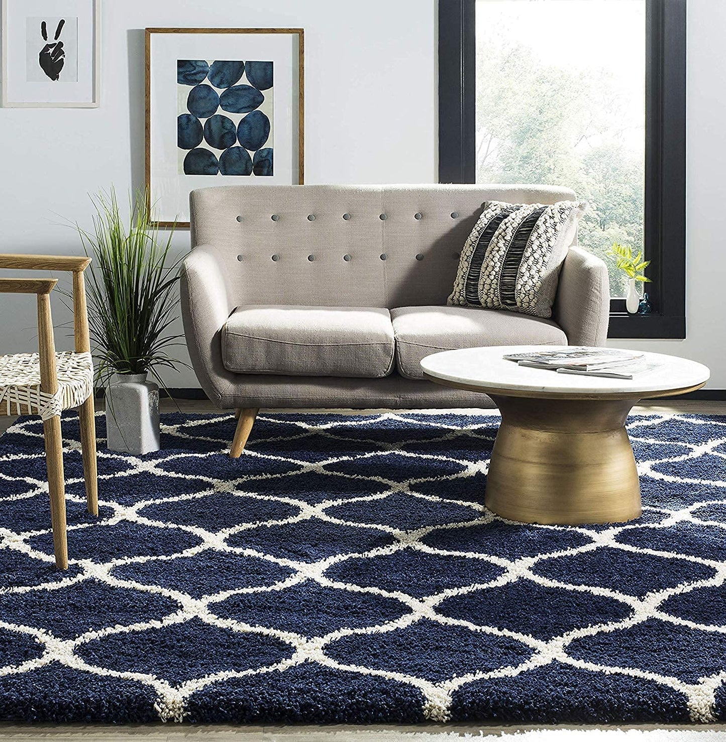 Modern Shaggy Carpet (Colour- Navy Blue)