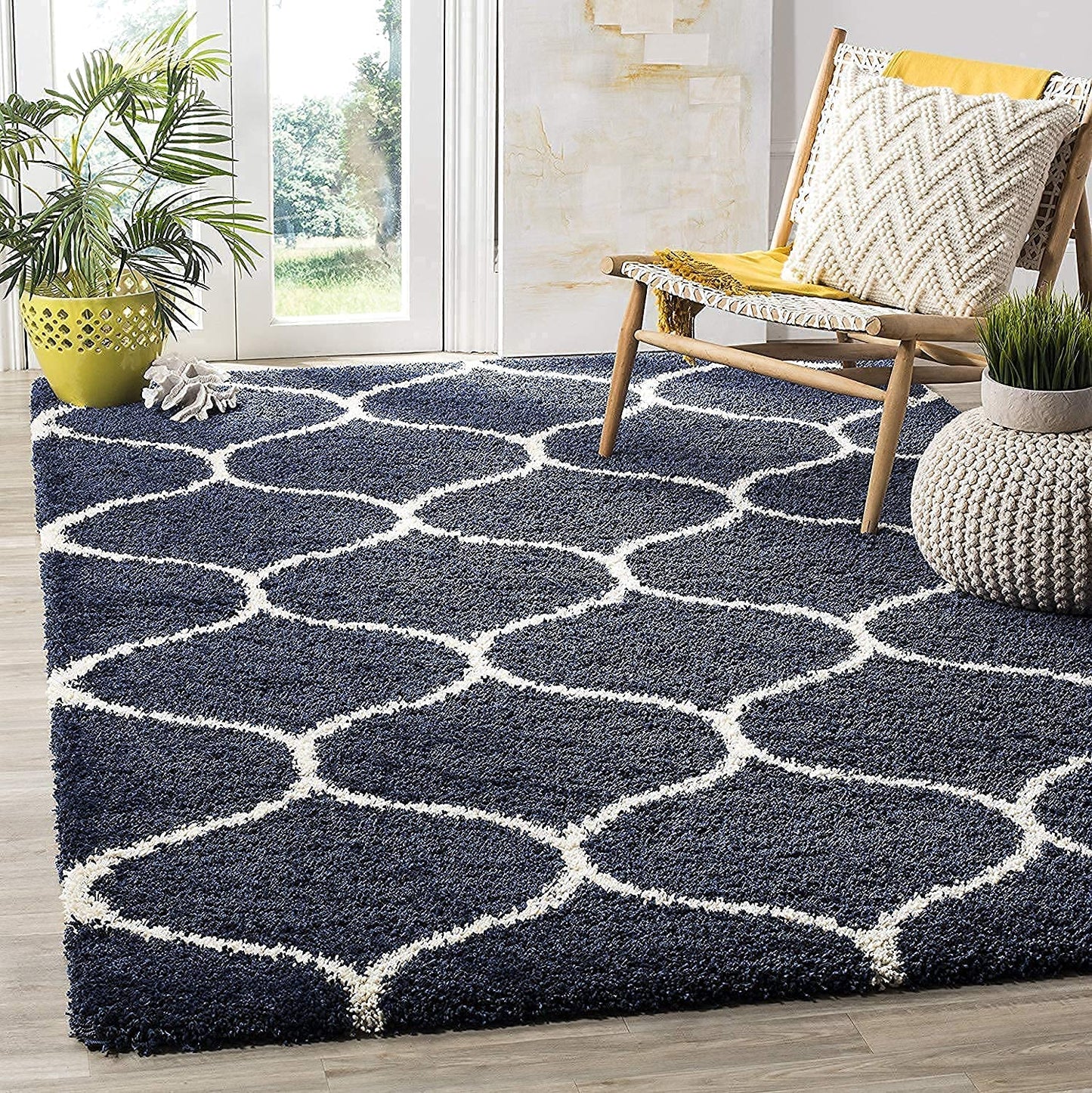 Modern Shaggy Carpet (Colour- Navy Blue)