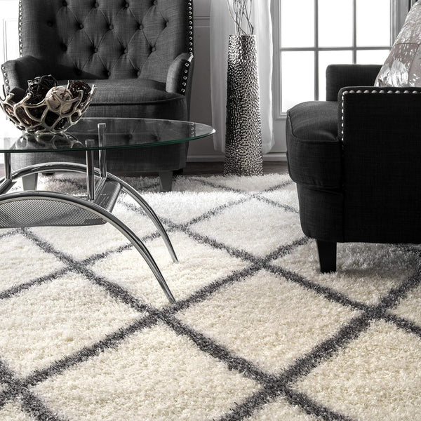 Modern Shaggy Carpet (Colour- Grey & Ivory)